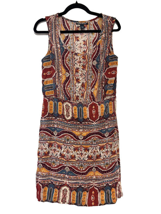 Lucky Brand Dresses & Skirts - Lucky Brand sz S sleeveless red boho hippie patterned shirt mini dress E